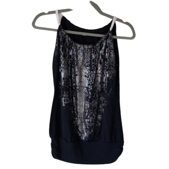 Papaya Tops - Papaya Women's Metallic Banded Hem Casual Tank Top